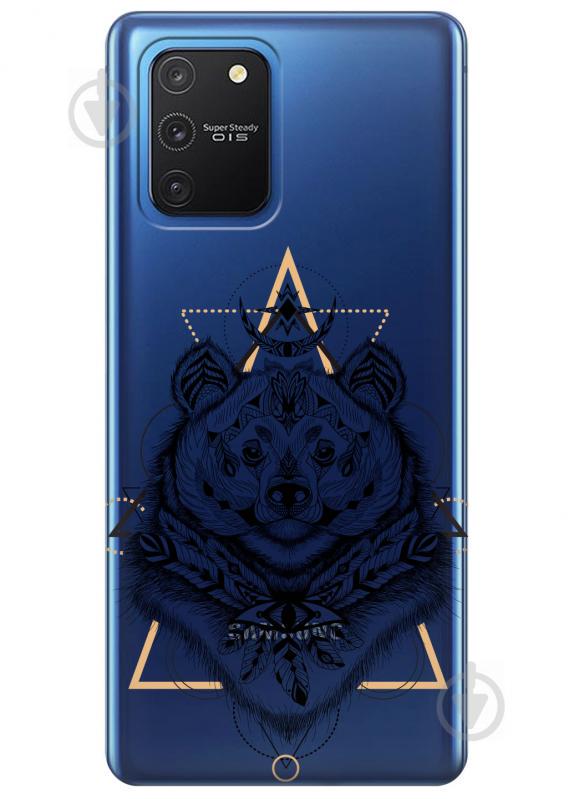 Прозрачный силиконовый чехол iSwag для Samsung Galaxy S10 Lite с рисунком - Медведь индеец (KS3484)