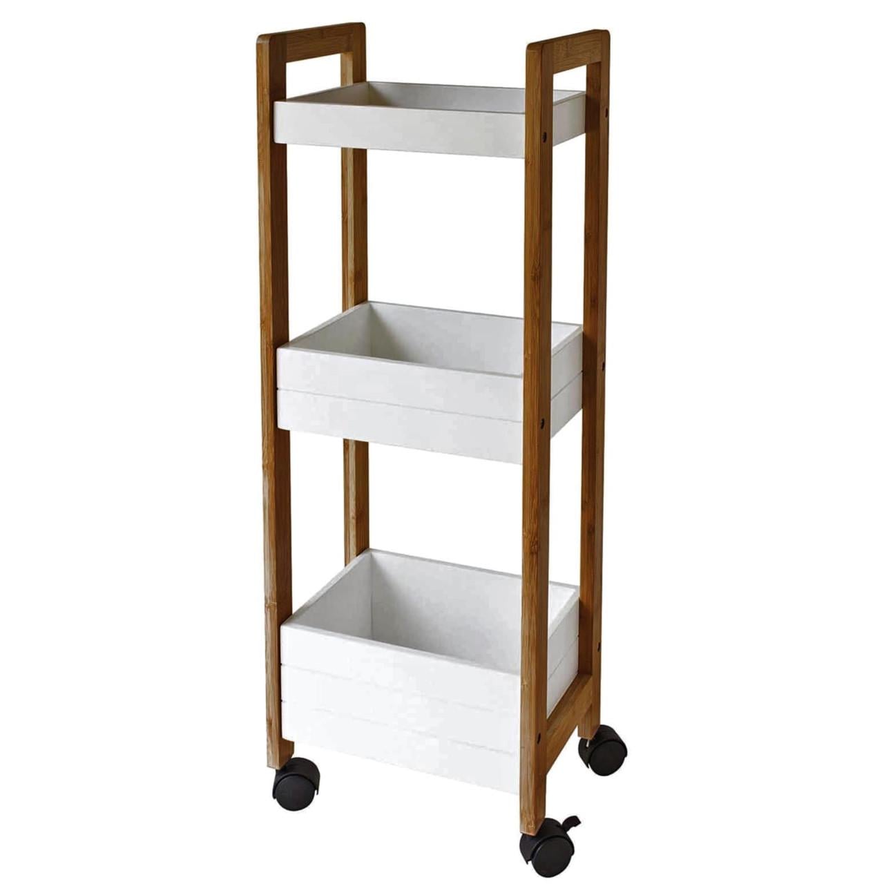 Этажерка для ванной из дерева на колесиках Вижн Корица/Зефир (АБТ-00883320)