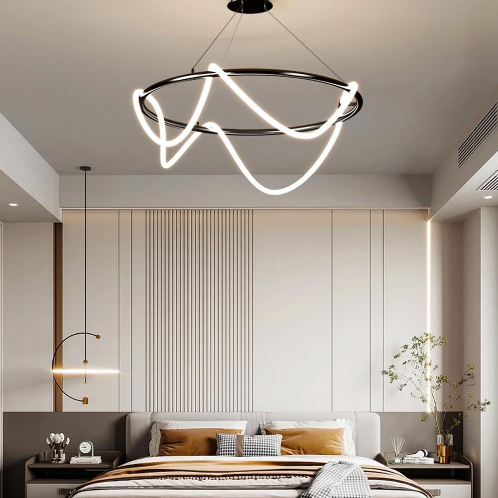 Люстра кольцевая с гибкой LED лентой Ø 100 см кольцо 80 см Черный (JU22N-800 BK)