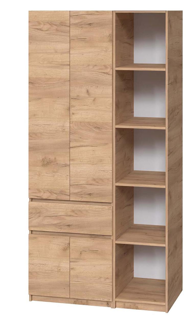 Шкаф с полками Мастер Форм Брайт левосторонний 1000х520х2000 мм Дуб крафт золотой (32986)