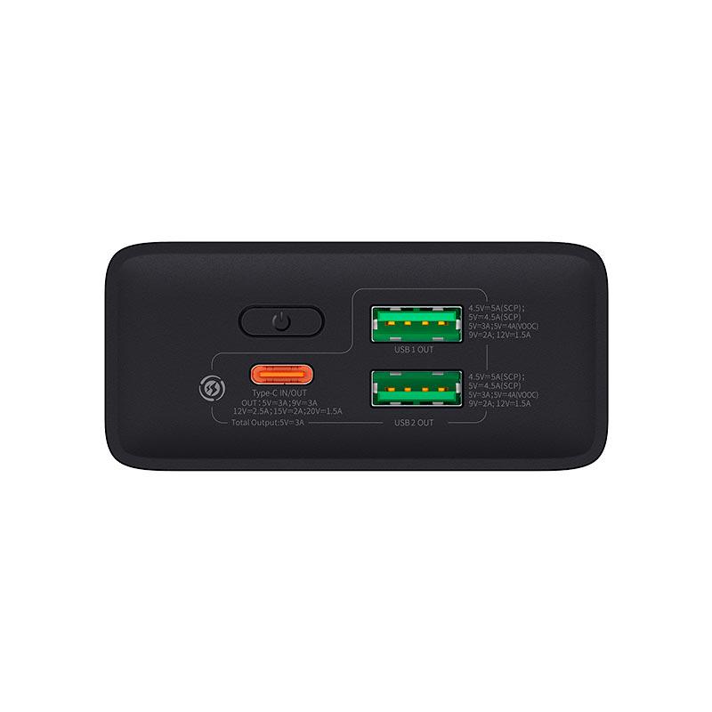 Повербанк BASEUS 20000 mAh VOOC Edition 2USB/Type-C PD/QC 30 W 3 A PPAD050101 Black (589442) - фото 5