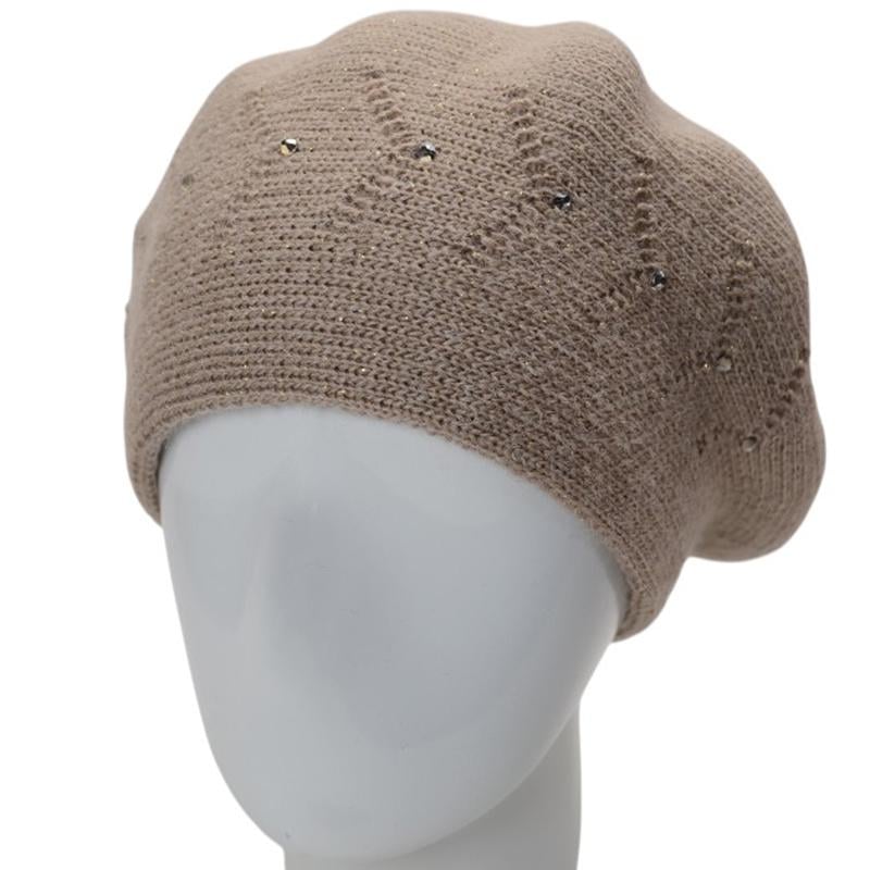 Берет женский Lirus БЕАТРИС с люрексовой нитью двойной с узором и стразами one size Бежевый (280699) - фото 1 Берет женский Lirus БЕАТРИС с люрексовой нитью двойной с узором и стразами one size Бежевый (280699) - фото 1