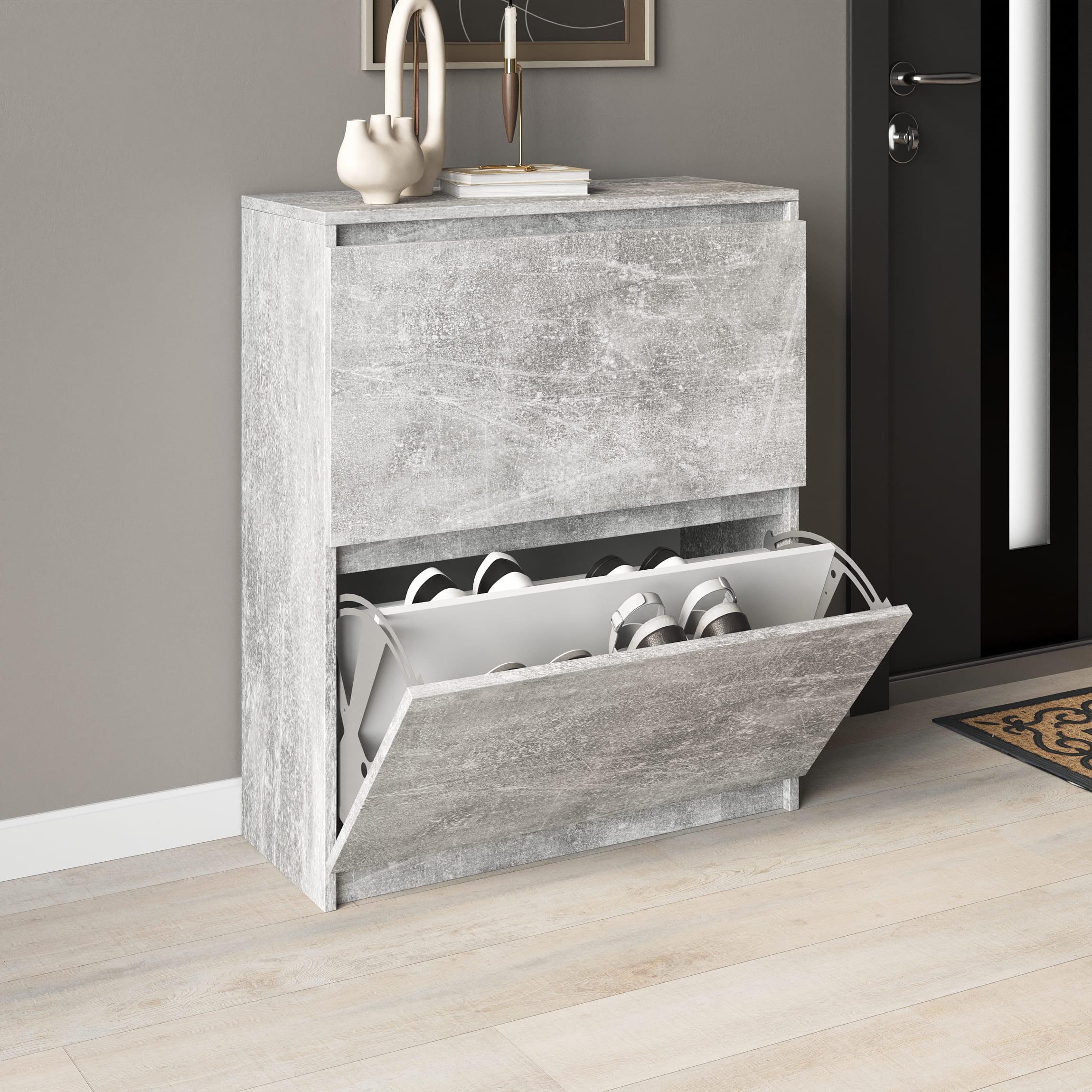 Тумба для обуви на 4 полки 99х90х30 см Бетон (380703)