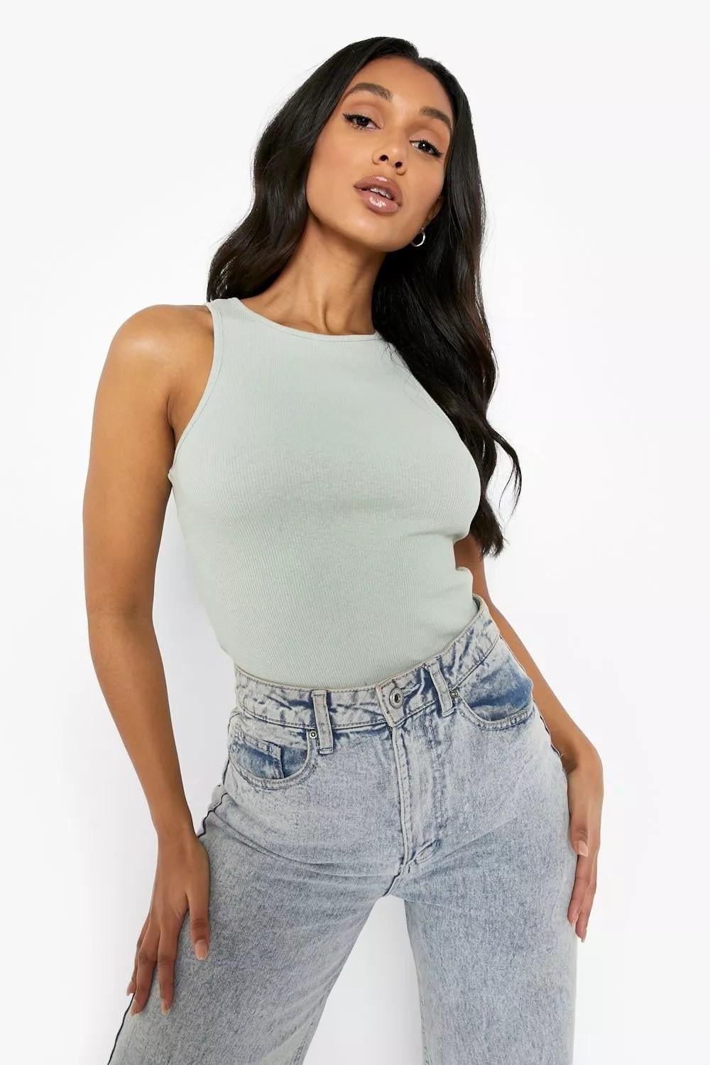 Боди-майка в рубчик Boohoo XL р. 48 Мятный (9744)