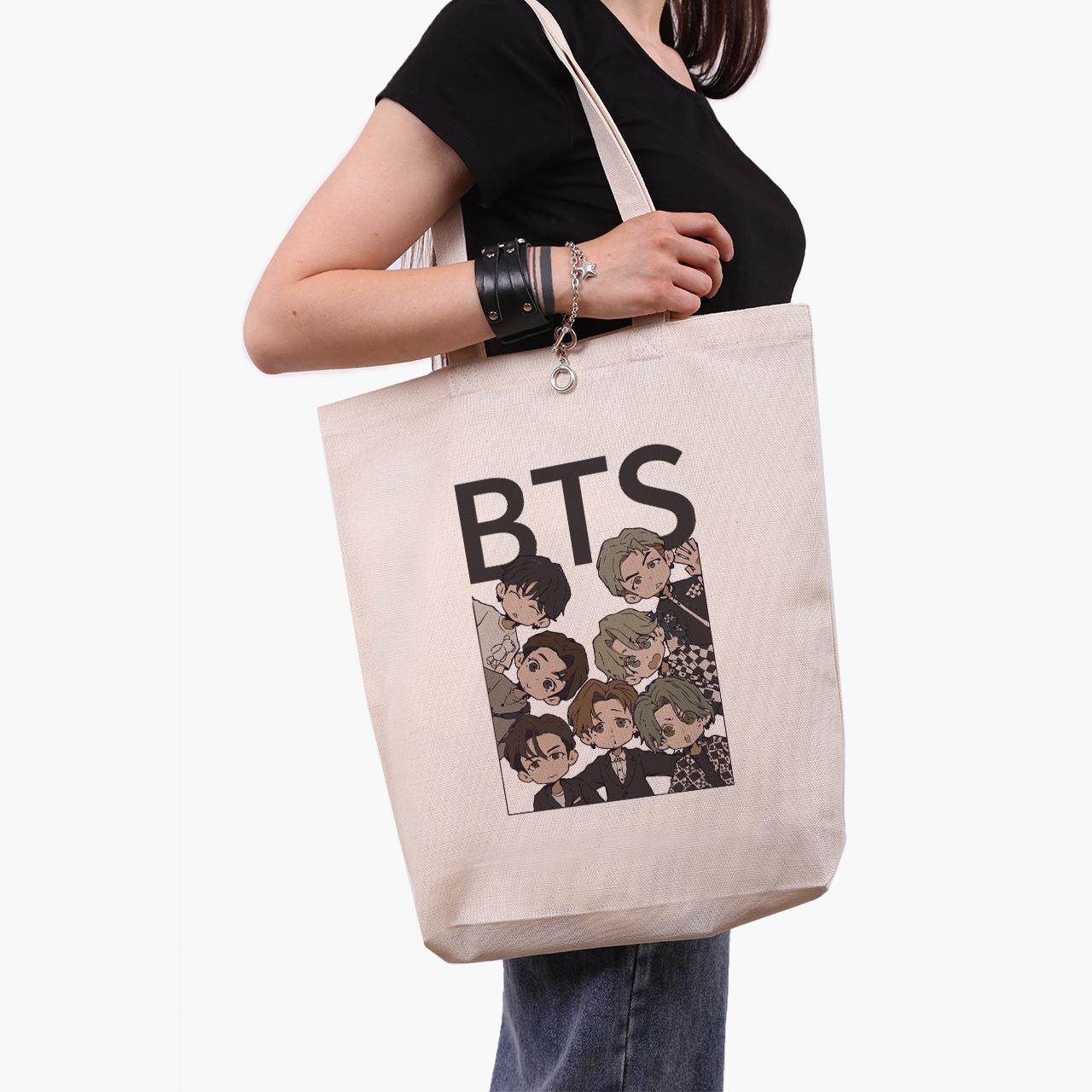 Эко сумка шоппер BTS 41x39x8 см Бежевый (9227-3275-WTD)