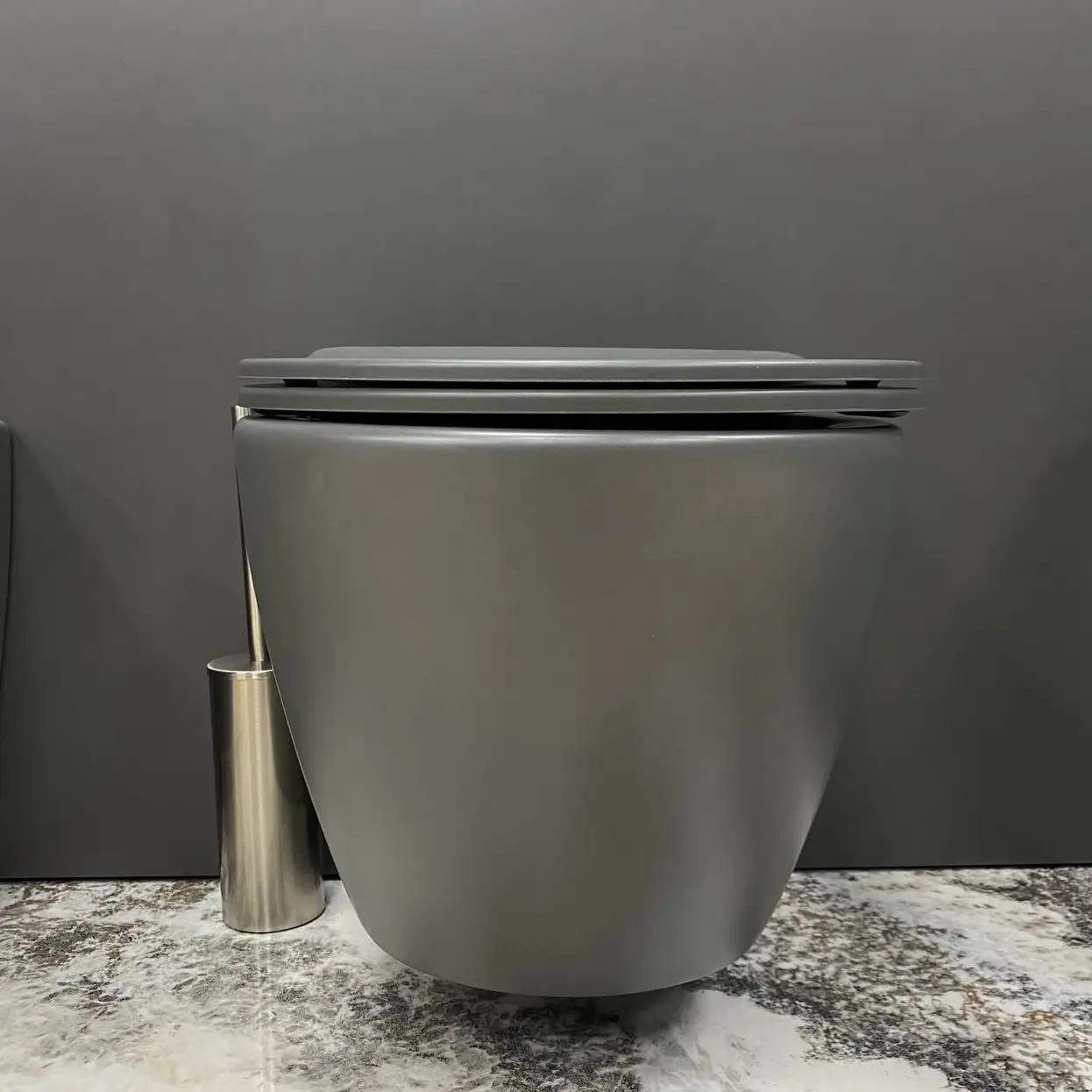 Унітаз підвісний VBI Vulcano безобідковий 490x360 мм Сірий матовий (RM-VBI-020410) - фото 3