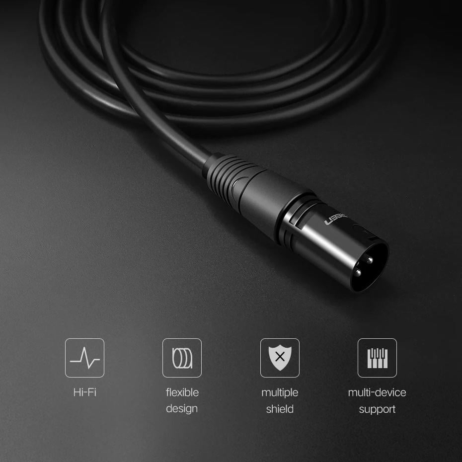 Мікрофонний кабель XLR Male to Female 3-pin UGREEN AV130 Cannon 3 метри чорний (20711) - фото 5