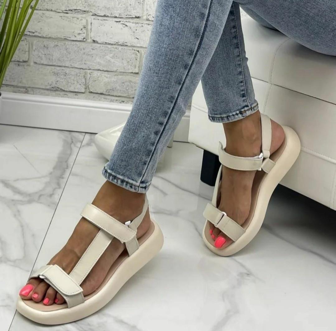 Босоножки женские натуральная кожа р. 37/24 см Бежевый (33551)