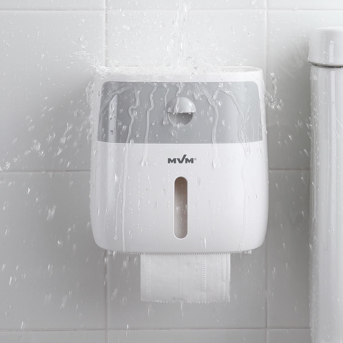 Держатель для туалетной бумаги MVM BP-16 white/gray с крышкой Серый (211142) - фото 9
