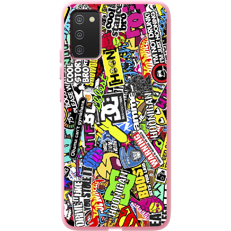 Чохол BoxFace Samsung A025 Galaxy A02S Multicolored Inscriptions Рожевий силікон (41511-up880-41676)