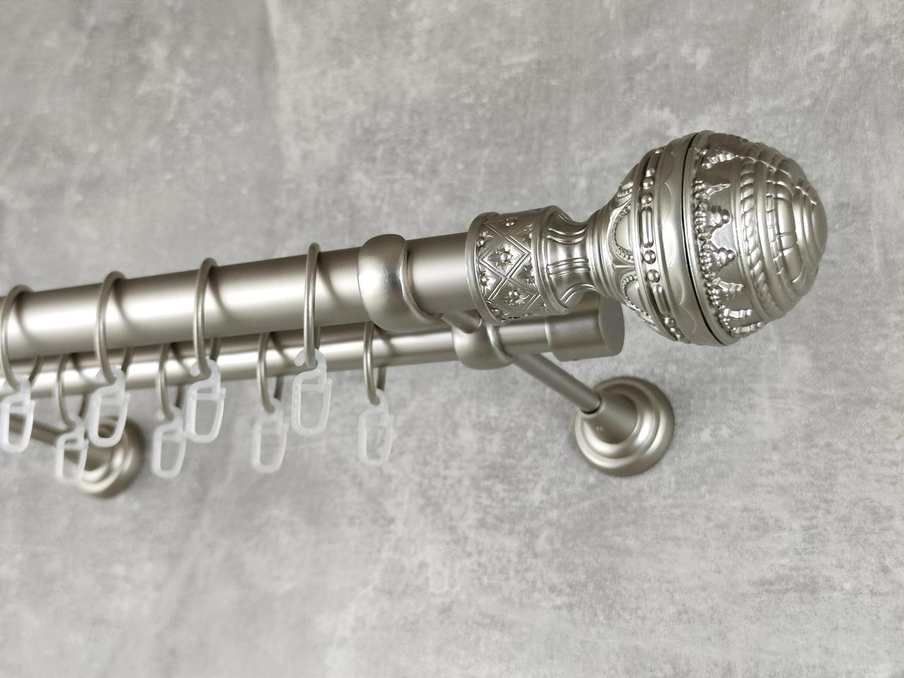 Карниз MStyle металлический для штор двухрядный Арабеска 25/19 мм гладкий 240 см Сатин (5021078)