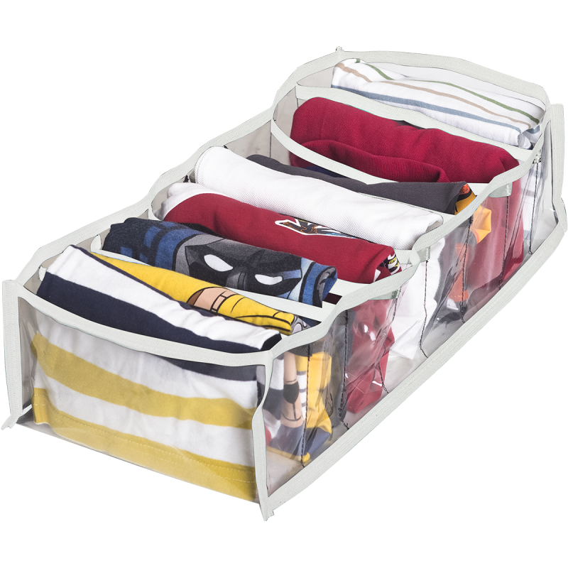 Органайзер-разделитель для легкой одежды OGR56 M на 8 ячеек 39х20х9 см Прозрачный с белым