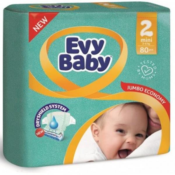 Підгузки дитячі Evy Baby Mini Standart р. 2 3-6 кг 80 шт.