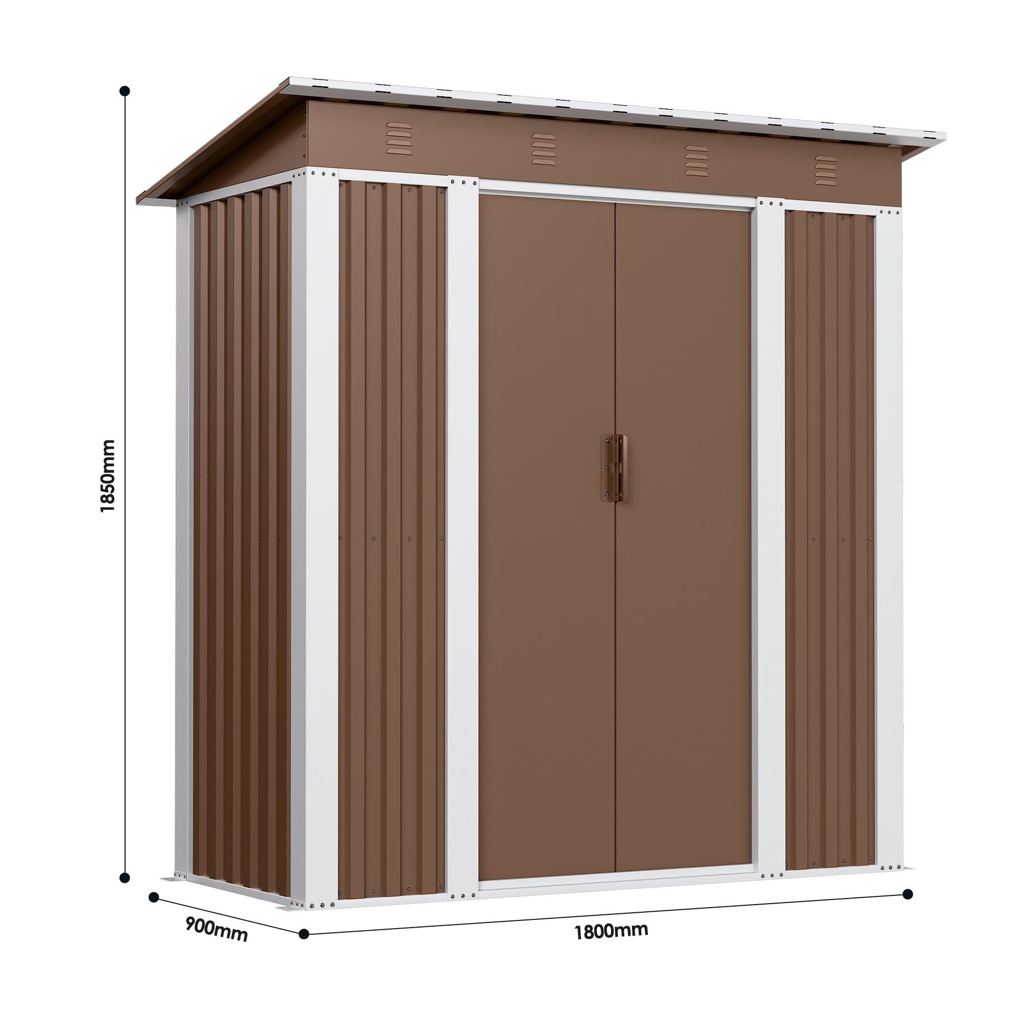 Хозблок-сарай металлический SS-01 с односкатной крышей 1850х1800х900 мм Коричневый - фото 6