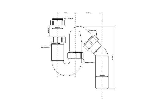 Сифон для кухонной мойки Mcalpine 1,1/2х40 без слива (HC-6) - фото 2