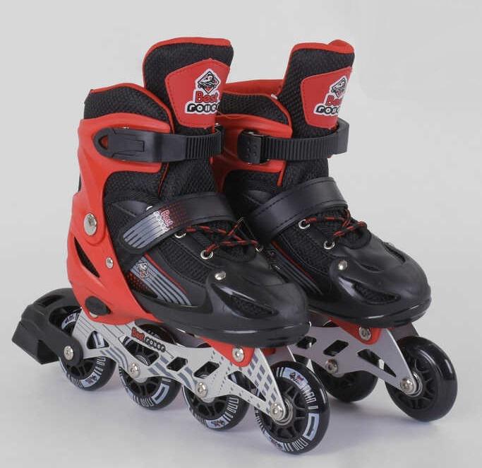 Роликовые коньки Best Roller 30-33 PVC колеса свет на переднем колесе Black/Red (98860)