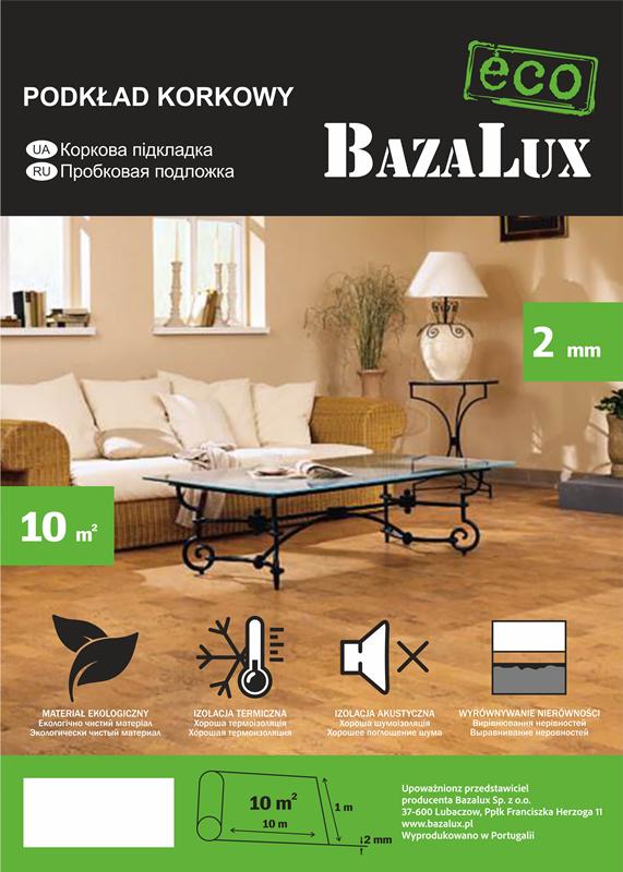 Подложка пробковая Bazalux Eco 10000x1000x2 мм 10 кв. м/рулон (12565) - фото 2