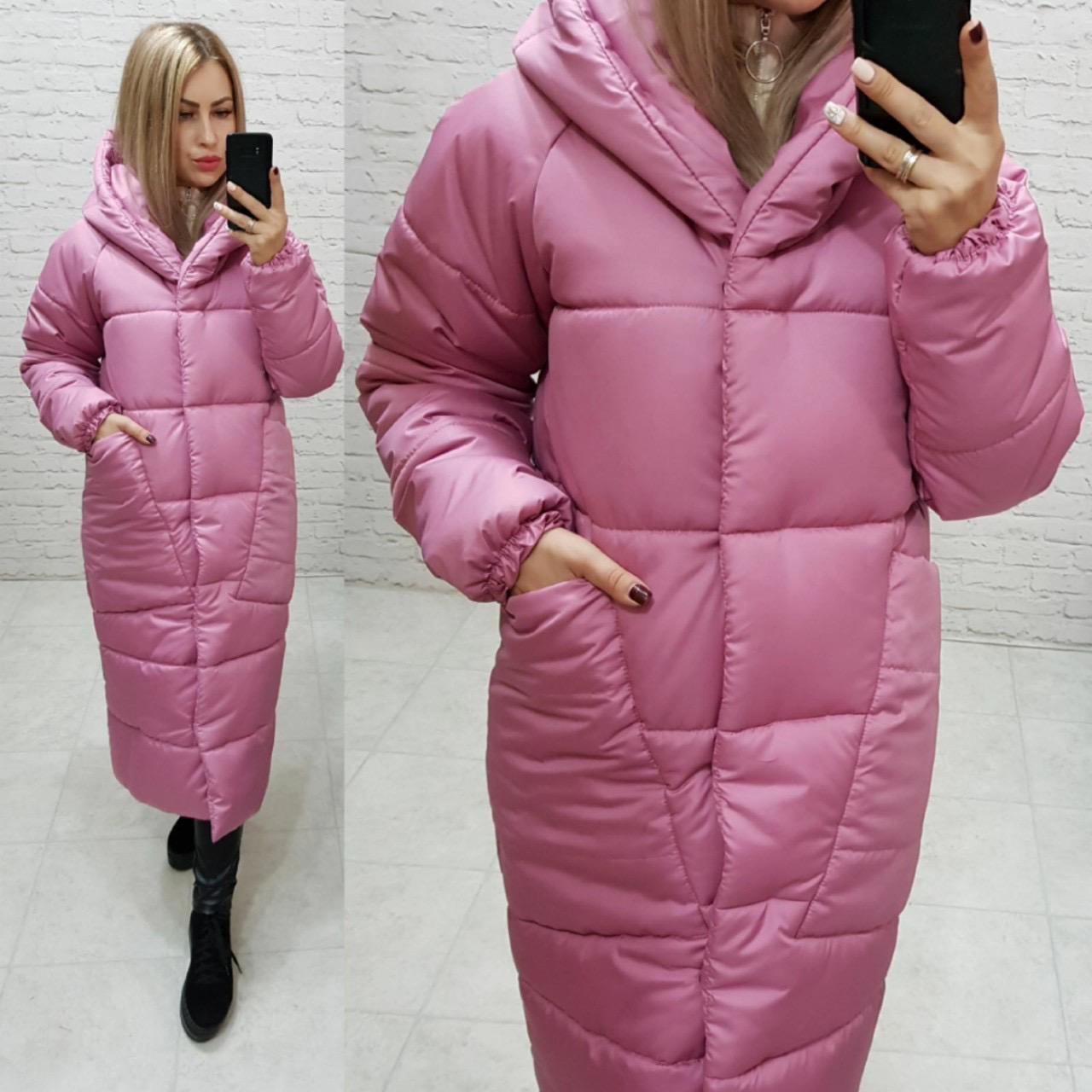 Пуховик об'ємний супер довгий Аiza А500 р. 42-44 Вишневий - фото 9