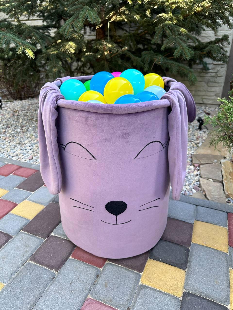 Бассейн сухой для детей 100х40 см Лиловый с шариками 200 шт. и корзина h50 см d40 см комплект - фото 3