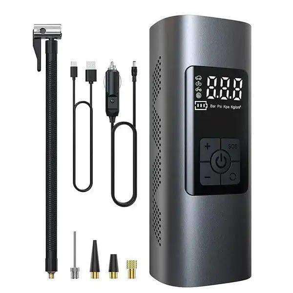 Насос электрический воздушный аккумуляторный с цифровым ЖК-дисплеем 150 PSI Neakhmer 12V 6000 мАч Black (opt-15764)