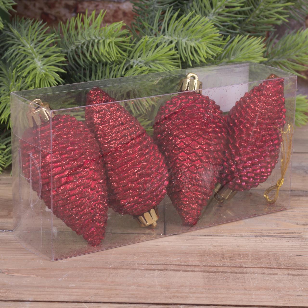 Елочные игрушки Шишки 4 шт. Красный (2996-3)