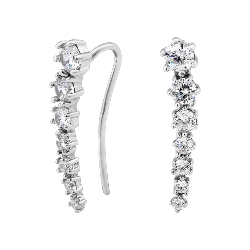 Серьги серебряные кафы с семью маленькими фианитами