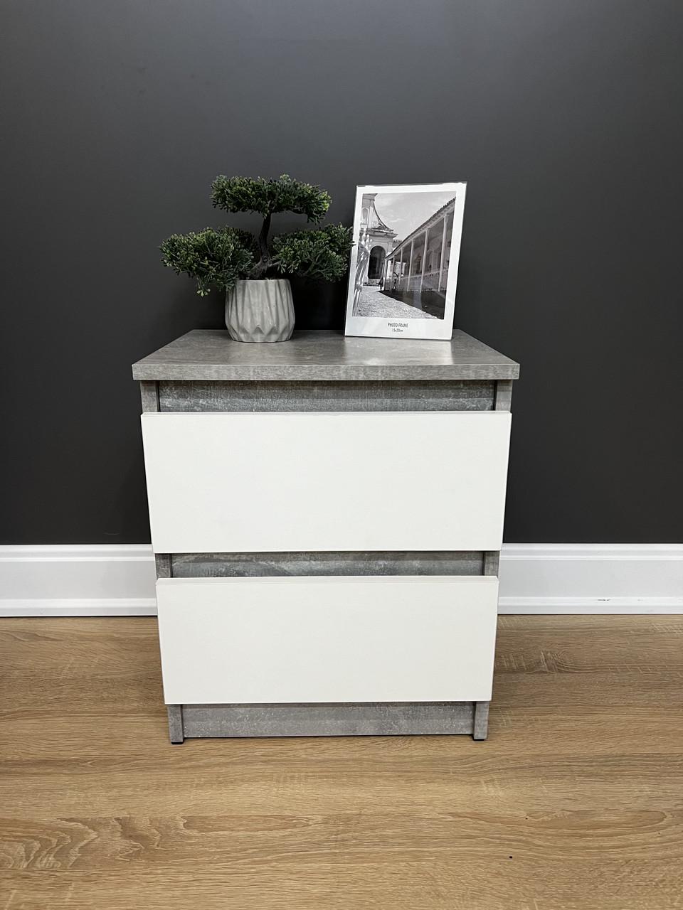 Приліжкова тумба Кватро 2 шухляди 400х480х340 мм Бетон/Білий - фото 4 Приліжкова тумба Кватро 2 шухляди 400х480х340 мм Бетон/Білий - фото 4