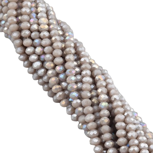 Бусины Swarovski АВ огранки рондель непрозрачный 3,5х3 мм 34 см 124 шт. Бежево-серый (БС3150а78)