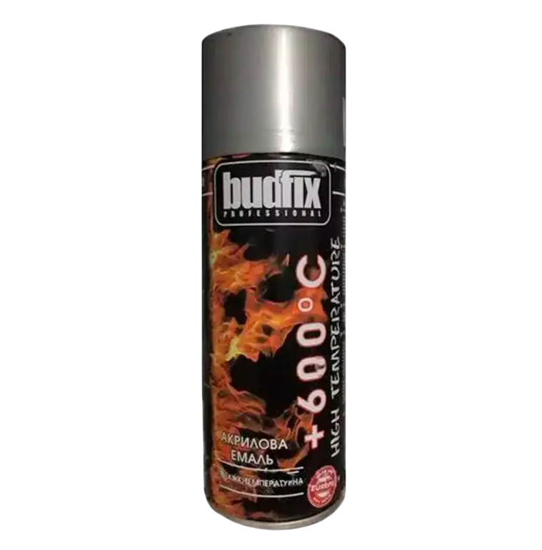Краска аэрозольная BUDFIX RAL высокотемпературная + 600С Алюминиевый 400 мл (9006)