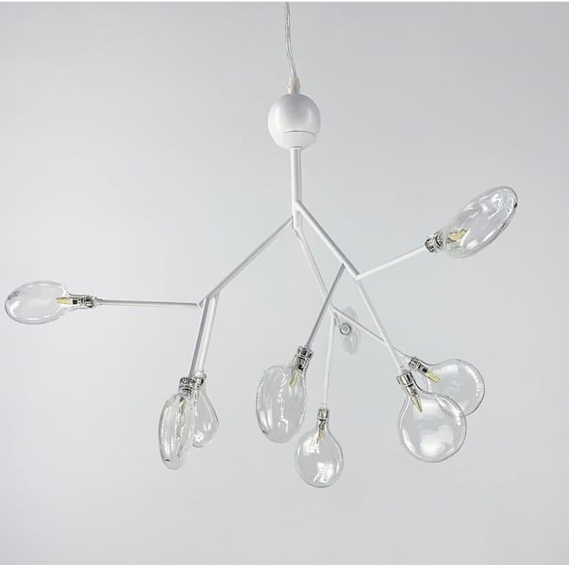 Светильник подвесной имитирующий веточку в белом с 9 прозрачными плафонами (H 686/9P WT)