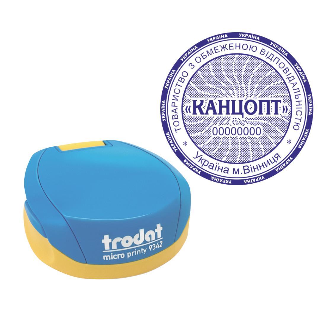 Печать ТОВ на карманном оснащении Trodat Micro Printy 9342 d 42 мм Сине-желтый (ООО24/9342/BY)