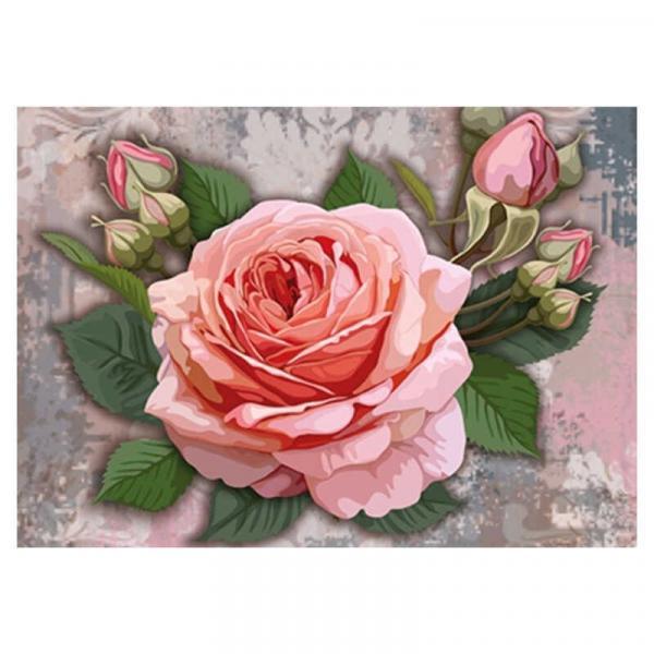 Алмазна мозаїка TK Group Рожева троянда 40х30 см з рамкою в коробці (GB77549-mt)