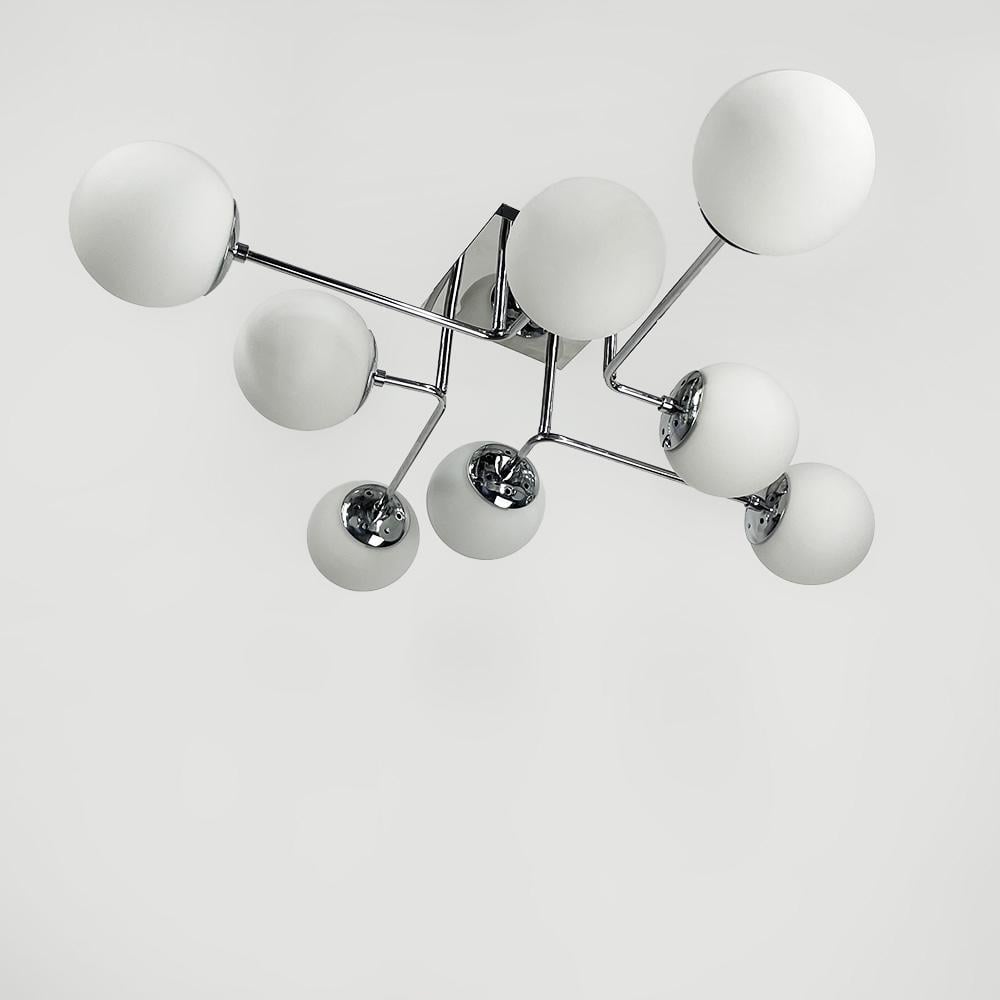 Люстра стельова Lighthouse Молекула LNF-17520/8 CH+WT Хром з білим плафоном - фото 1 Люстра стельова Lighthouse Молекула LNF-17520/8 CH+WT Хром з білим плафоном - фото 1