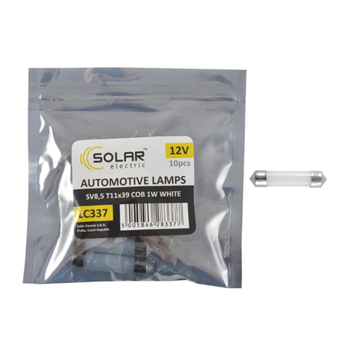 Автомобільна лампа LED Solar 12V SV8.5 T11x39 1COB 1W 10 шт. White (4277) Автомобільна лампа LED Solar 12V SV8.5 T11x39 1COB 1W 10 шт. White (4277)
