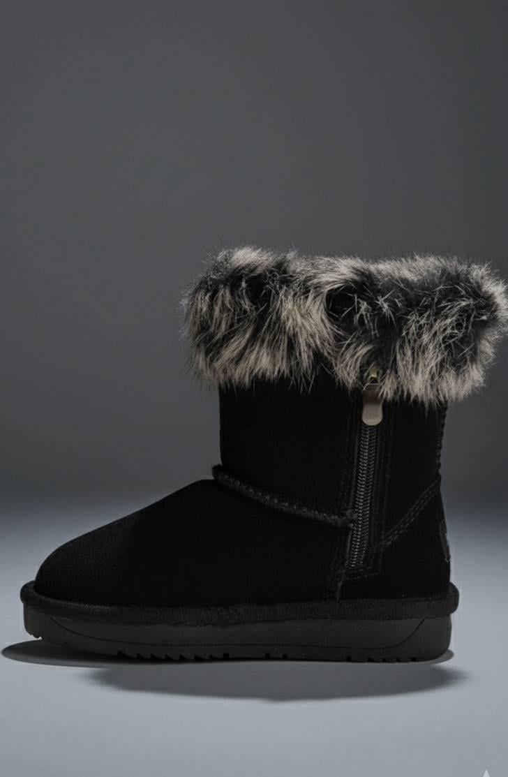 Угги дитячі Hengji 1936 натуральна замша та хутро р. 29 Чорний (30704881) - фото 4