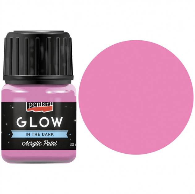 Акриловая краска Pentart 16482 для декора Glow in the dark 6 шт. 30 мл Розовый (5997412761429)