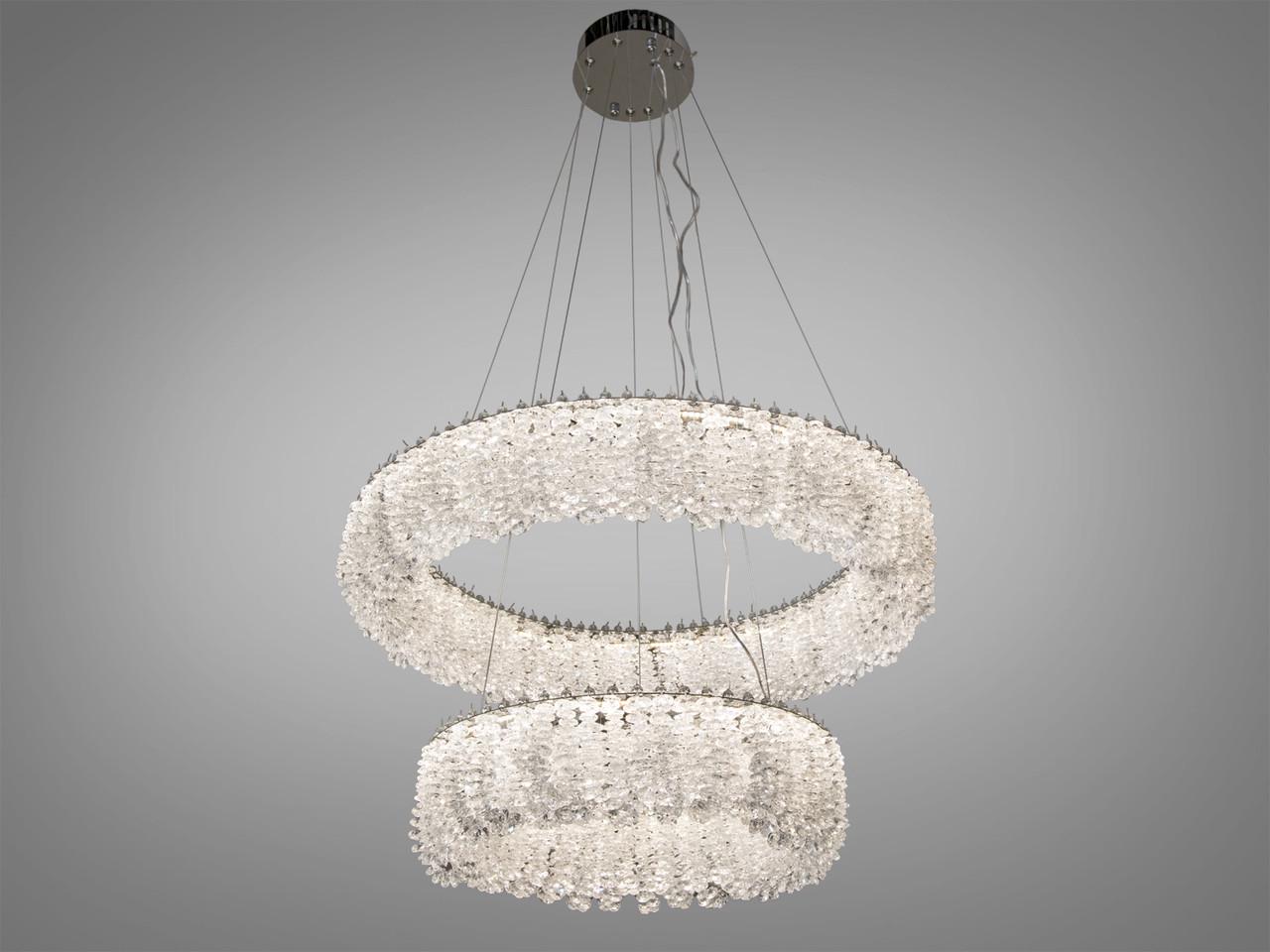 Люстра кришталева світлодіодна з пультом для вітальні 505-600+400CH 60 Вт Хром (2816779393)