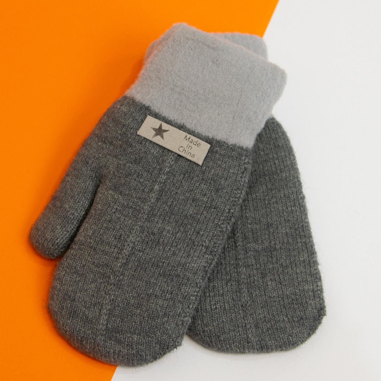 Варежки зимние для мальчиков и девочек от 12 лет Темно-серый (20-7-98)