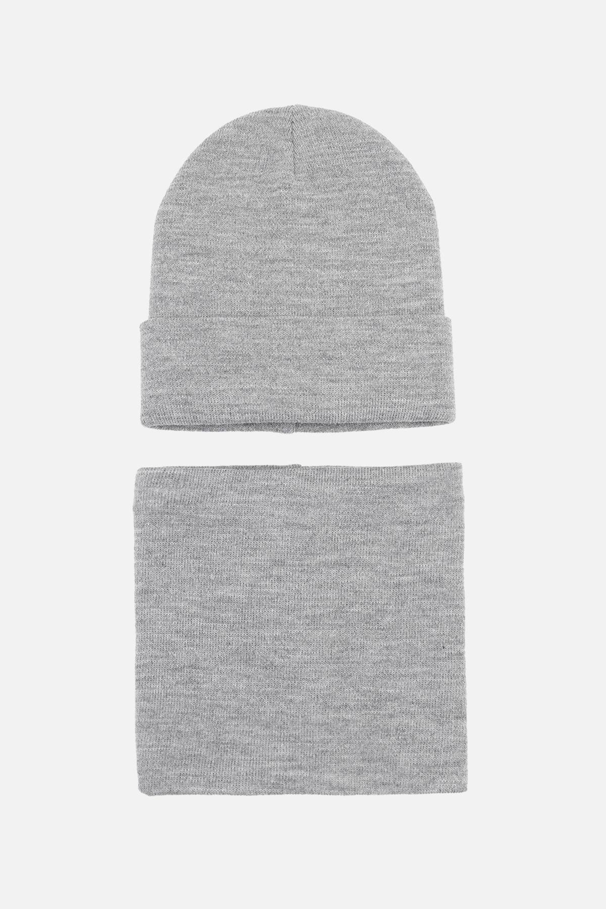 Комплект шапка и шарф для мальчика 54-56 см Серый (24100012) Комплект шапка и шарф для мальчика 54-56 см Серый (24100012)