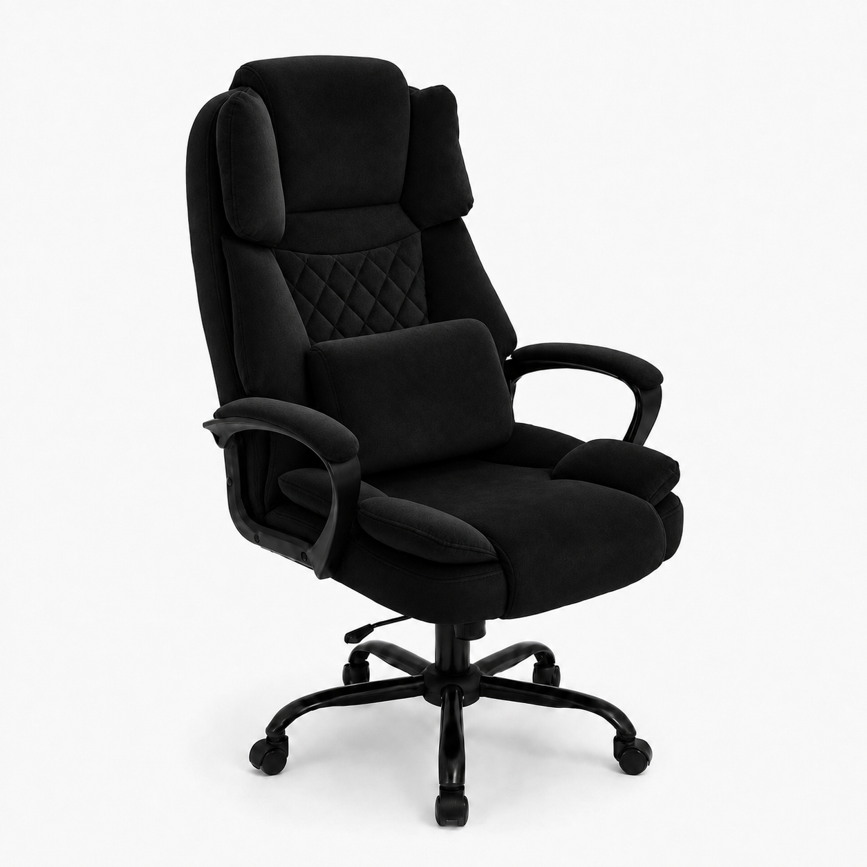 Кресло компьютерное DEXON ROYAL из велюра с поясничной подушкой механизм качания TILT Черный