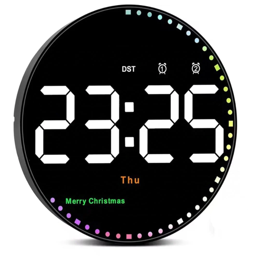 Настінний годинник електронний круглий NZ2288 з термометром/календарем та пультом ДУ