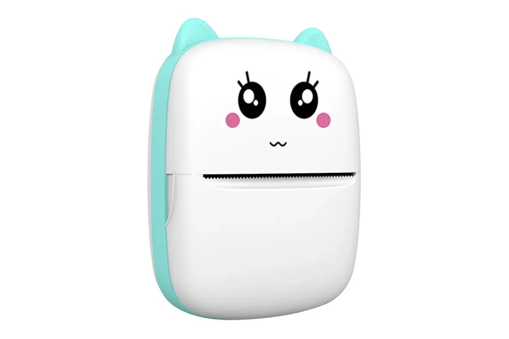 Термопринтер детский Mini printer Bluetooth с набором термобумаги Бело-голубой (20837543)