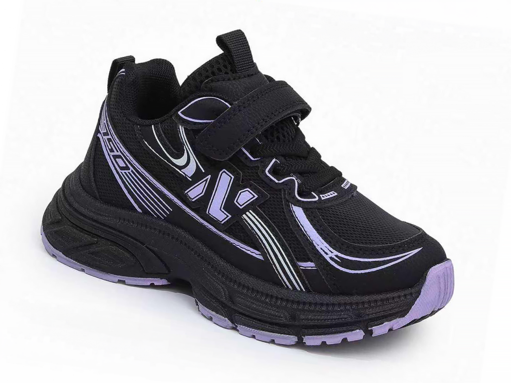 Кроссовки для девочек 1188 в сетку р. 37 Черно-сиреневый