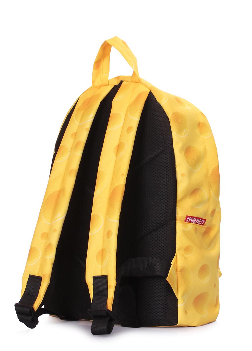 Рюкзак міський з сирним принтом POOLPARTY Backpack-cheese 40х30х16см Жовтий - фото 3