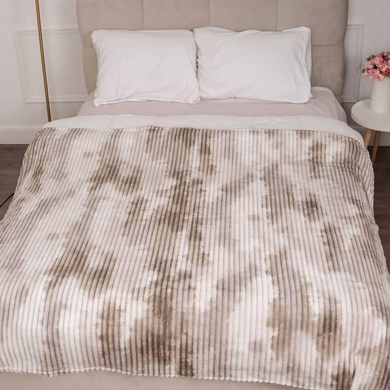 Плед на диван велюр двоспальний 180х200 см Капучино (Д-pl-oks2-001-07)