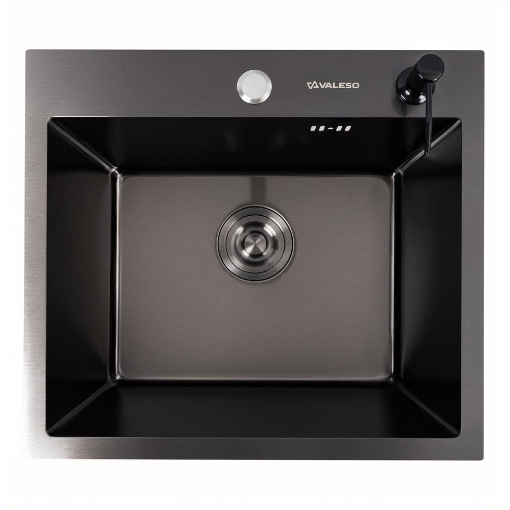 Мойка кухонная Valeso Handmade PVD сифон круглый 3,0/0,8 мм 50x45 см Черный (SP000045058)