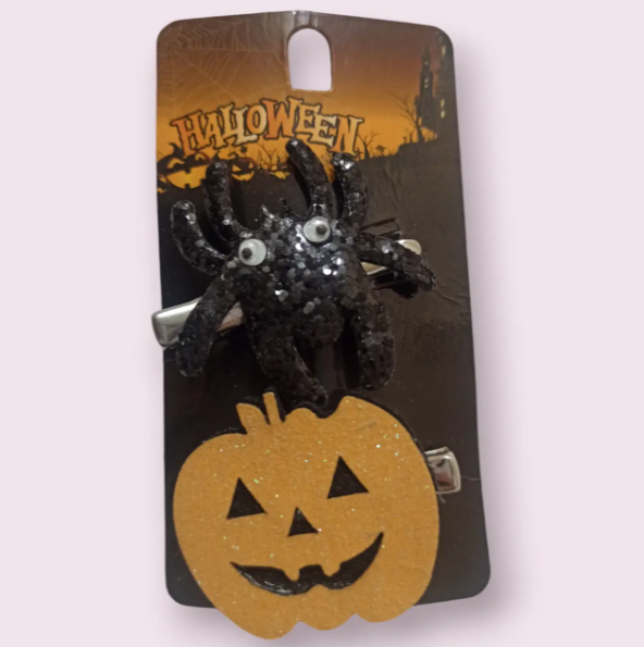 Заколки на Хелловін павук та гарбуз One size Різнокольоровий (703086) Заколки на Хелловін павук та гарбуз One size Різнокольоровий (703086)