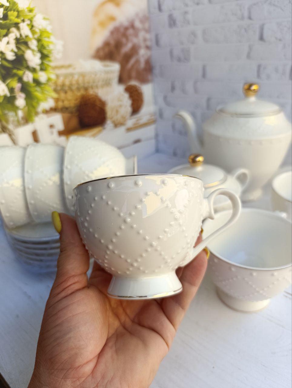 Чайный сервиз SNT Аделин фарфор 14 предметов 250 мл/370 мл/1 л Белый (18042-00) - фото 3 Чайный сервиз SNT Аделин фарфор 14 предметов 250 мл/370 мл/1 л Белый (18042-00) - фото 3