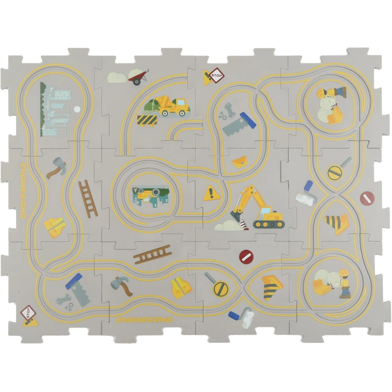 Детский электрический автотрек-пазл H32 с бетоновозом интерактивная гоночная трасса для малышей - фото 6 Детский электрический автотрек-пазл H32 с бетоновозом интерактивная гоночная трасса для малышей - фото 6