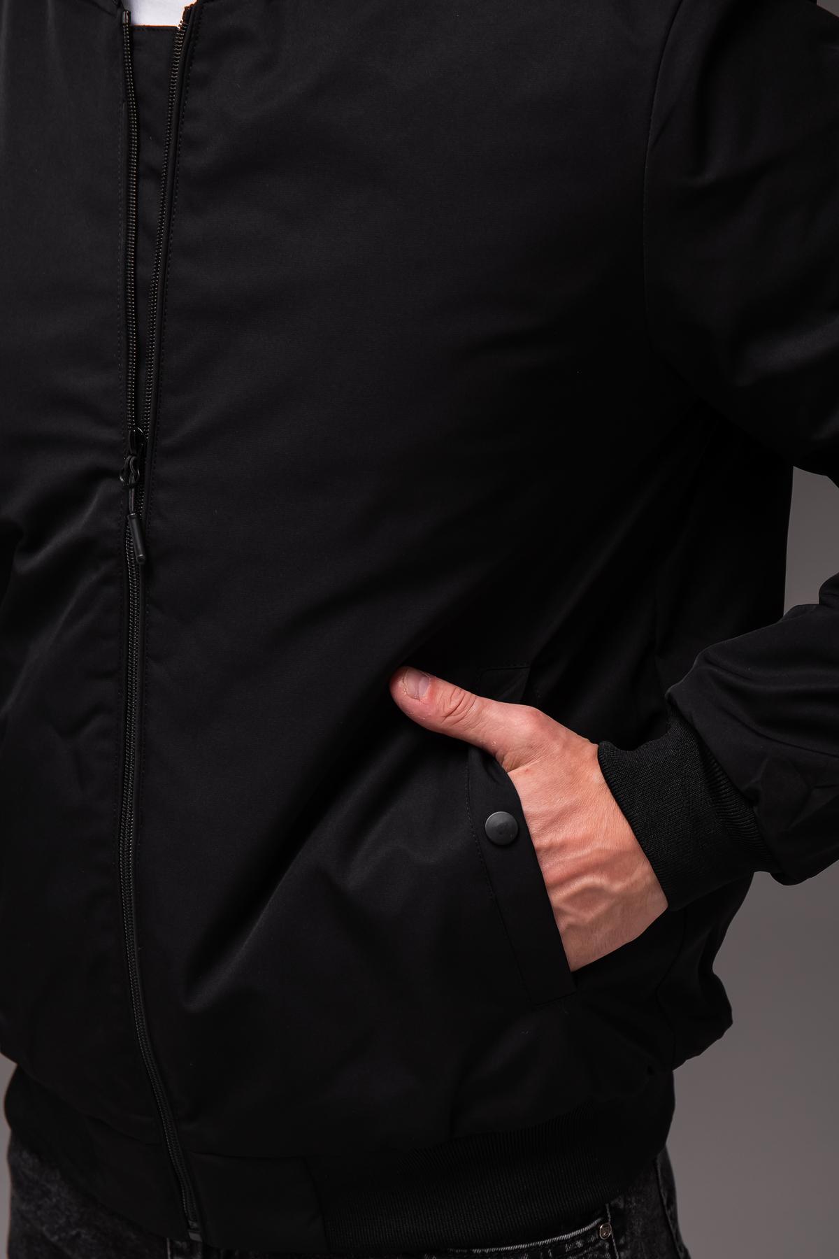 Бомбер мужской весенне-осенний утепленный 3XL Черный (2407/3) - фото 8